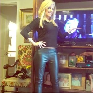 Green pleather pull on pants